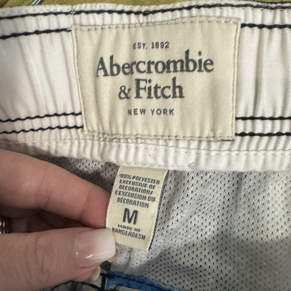 VTG Abercrombie Fitch Swim Trunks Y2K Mens Medium Blue Floral Baggy Shorts - Picture 5 of 9